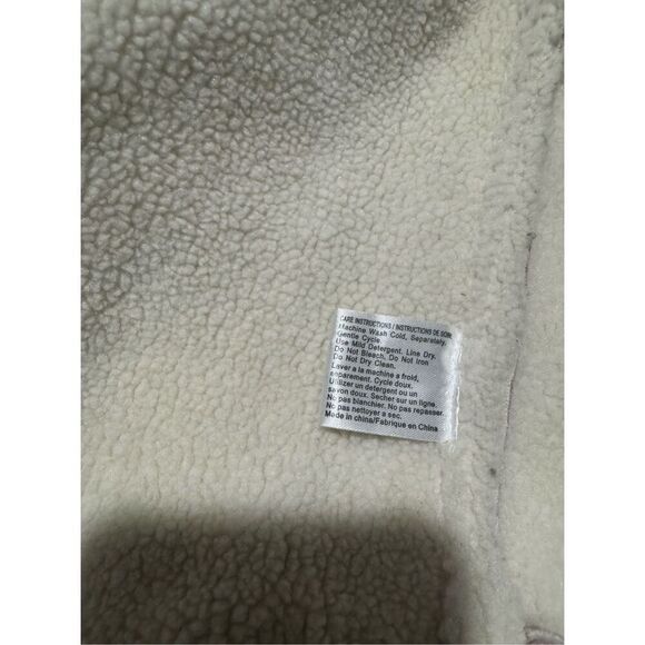 Talbots pink Faux suede vintage Sherpa lined snap button front jacket L - Picture 2 of 8